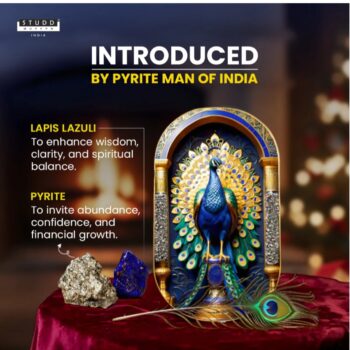 Pyrite & Lapis Lazuli Frame with Palmstone - Lab Certified Vastu Wealth Decor